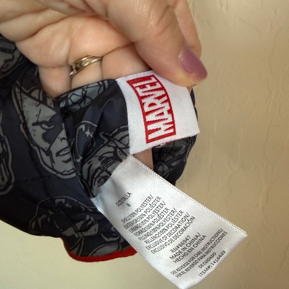 MARVEL Sherpa Reversible Jacket Coat Blue Hooded Boys Size 6 Hulk Spider-Man - Picture 8 of 9